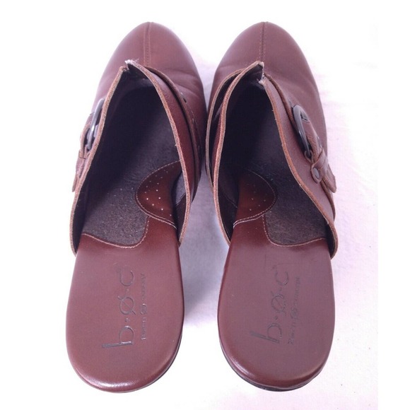 Born BOC Brown Leather Buckle Slip On Mules Heels Size 10 US - Picture 11 of 11